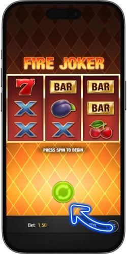 Draaiende rollen van Fire Joker na het indrukken van de spinknop