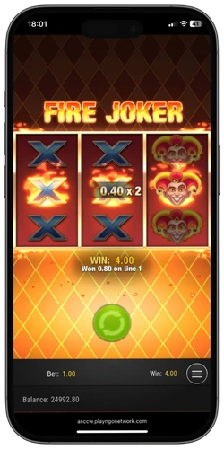 Fire Joker demo twee kruisen en joker op middelste lijn