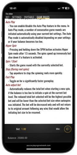 Fire Joker gratis spelregels informatiepagina mobiele versie