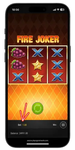 Bepaal je inzet Fire Joker