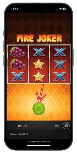 Tik op de spinknop Fire Joker